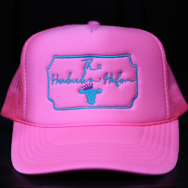 The Handmade Heifer: Hot Pink/ Turquoise Trucker Hat