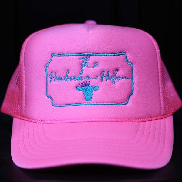 The Handmade Heifer: Hot Pink/ Turquoise Trucker Hat