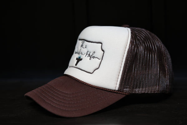 The Handmade Heifer: Khaki/ Chocolate Trucker Hat