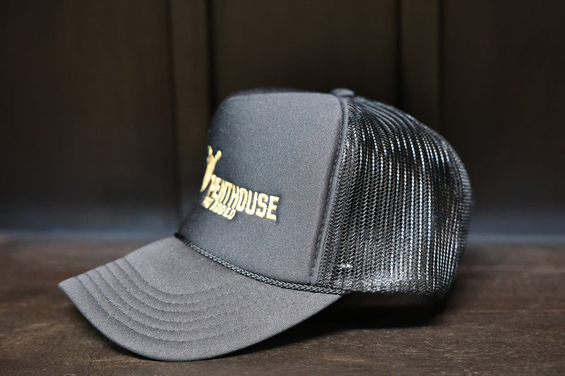 Penthouse Pro Rodeo: Black/Gold Trucker Hats