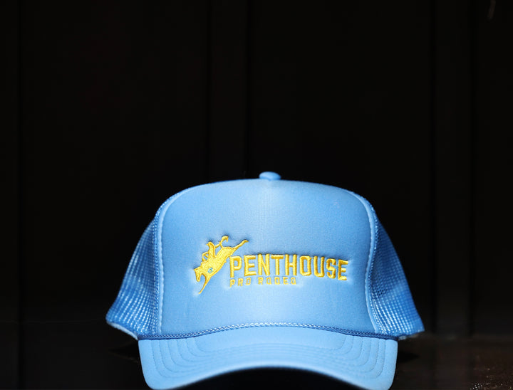 Penthouse Pro Rodeo: Sky Blue/ Yellow Trucker Hat