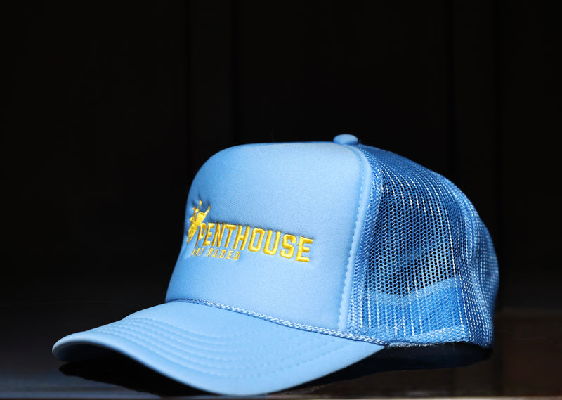Penthouse Pro Rodeo: Sky Blue/ Yellow Trucker Hat