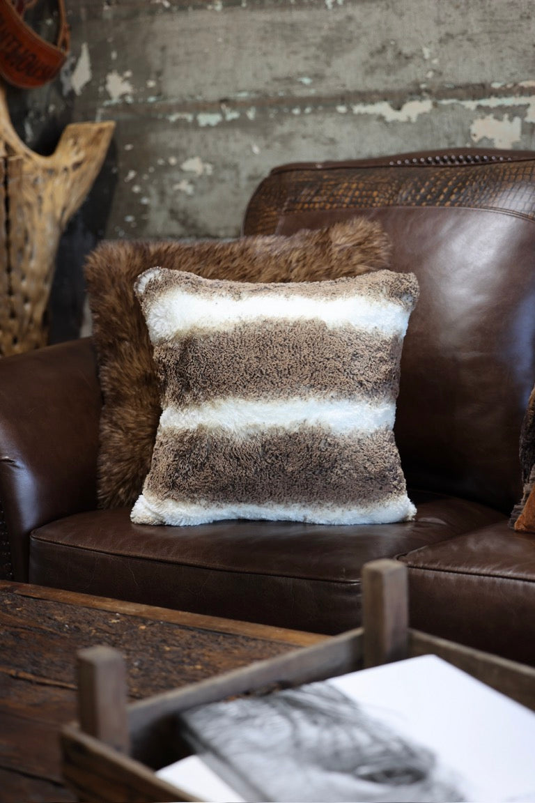 Boot Stitch Pillow | Ivory with Rustic Arctic Chinchilla