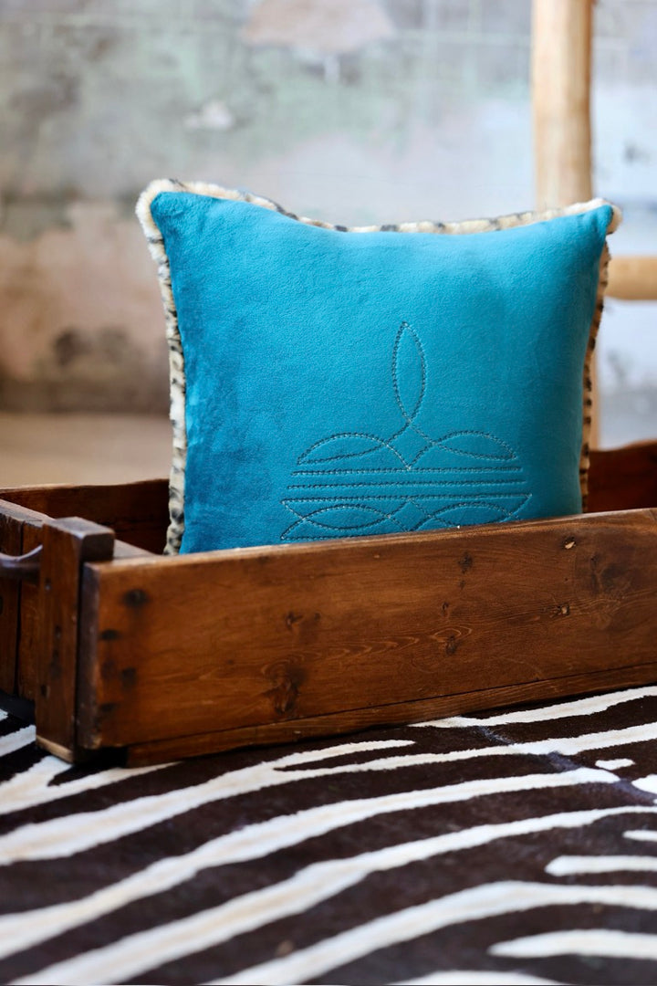 Boot Stitch Pillow | Spruce with Camel Savanna