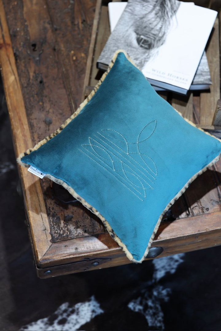 Boot Stitch Pillow | Spruce with Camel Savanna