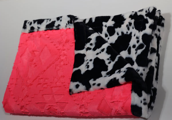 RTS-MEGA- PINK AZTEC/ HOLSTEIN COW MINKY