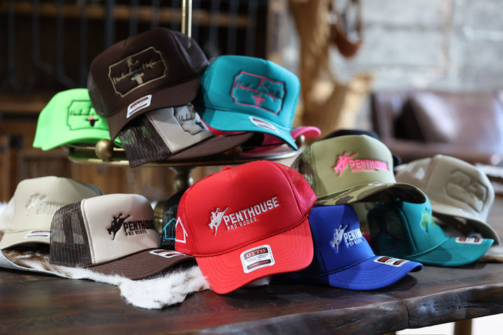 Penthouse Pro Rodeo: Teal/ Lime Green Trucker Hat