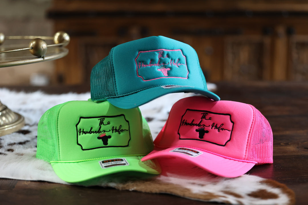 The Handmade Heifer: Hot Pink/ Turquoise Trucker Hat