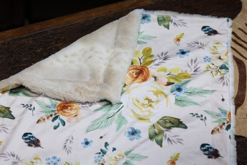 The Alaskan Flower & Feather Baby Blanket