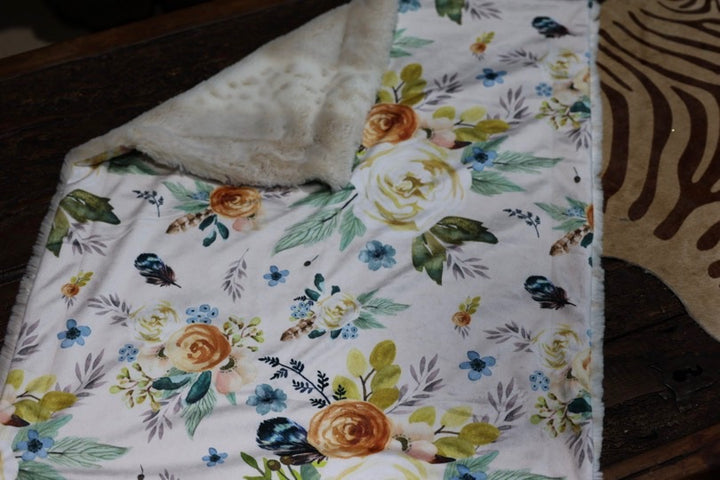 The Alaskan Flower & Feather Baby Blanket